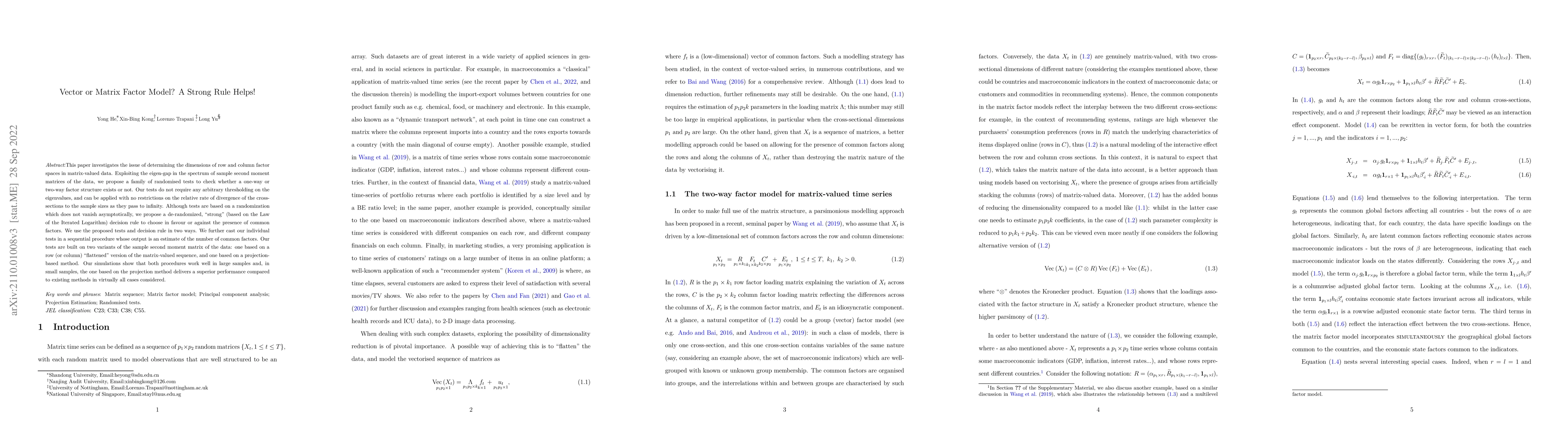 Thumbnail for One-way or Two-way Factor Model for Matrix Sequences?