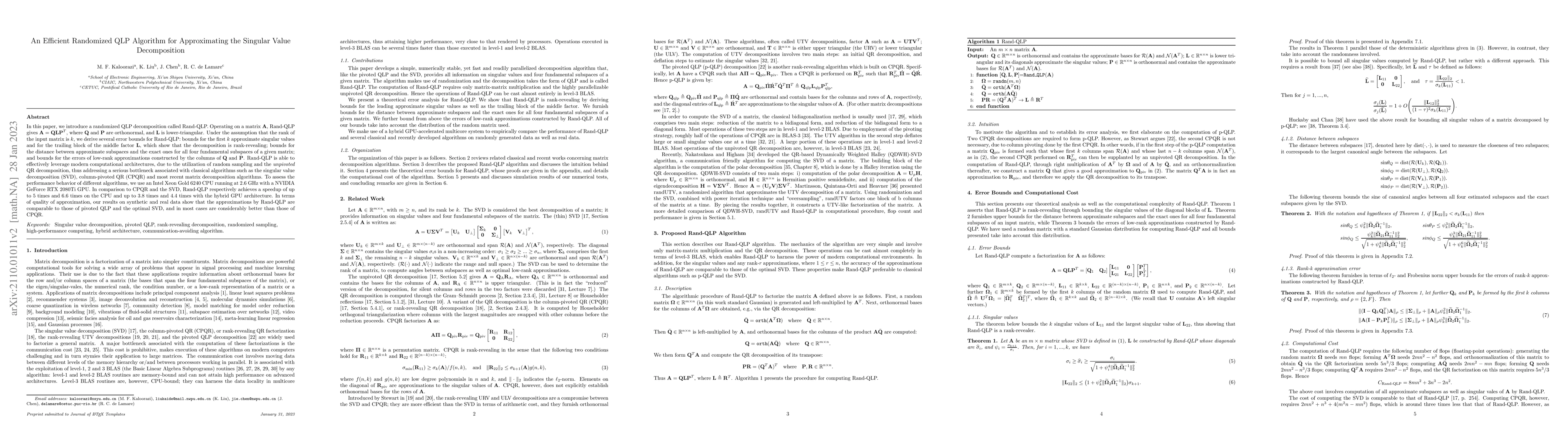 Thumbnail for An Efficient Randomized QLP Algorithm for Approximating the Singular
  Value Decomposition