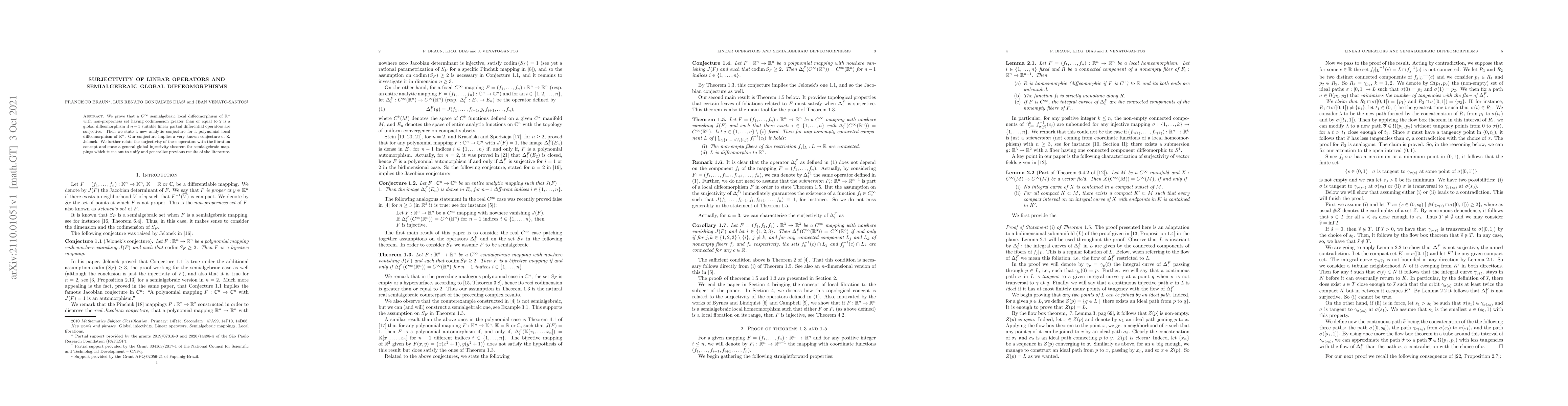 Thumbnail for Surjectivity of linear operators and semialgebraic global
  diffeomorphisms