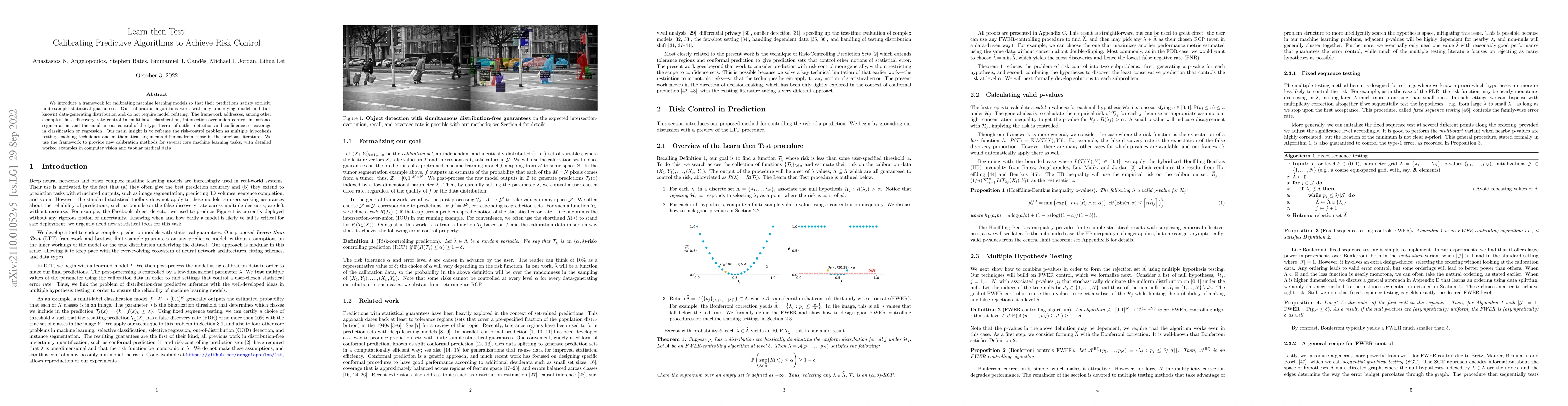 Thumbnail for Learn then Test: Calibrating Predictive Algorithms to Achieve Risk
  Control