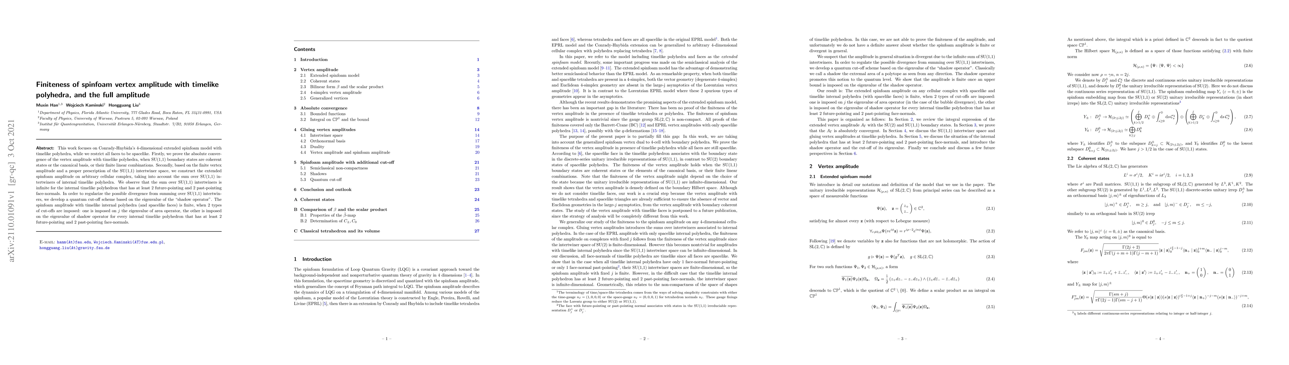 Thumbnail for Finiteness of spinfoam vertex amplitude with timelike polyhedra, and the
  full amplitude