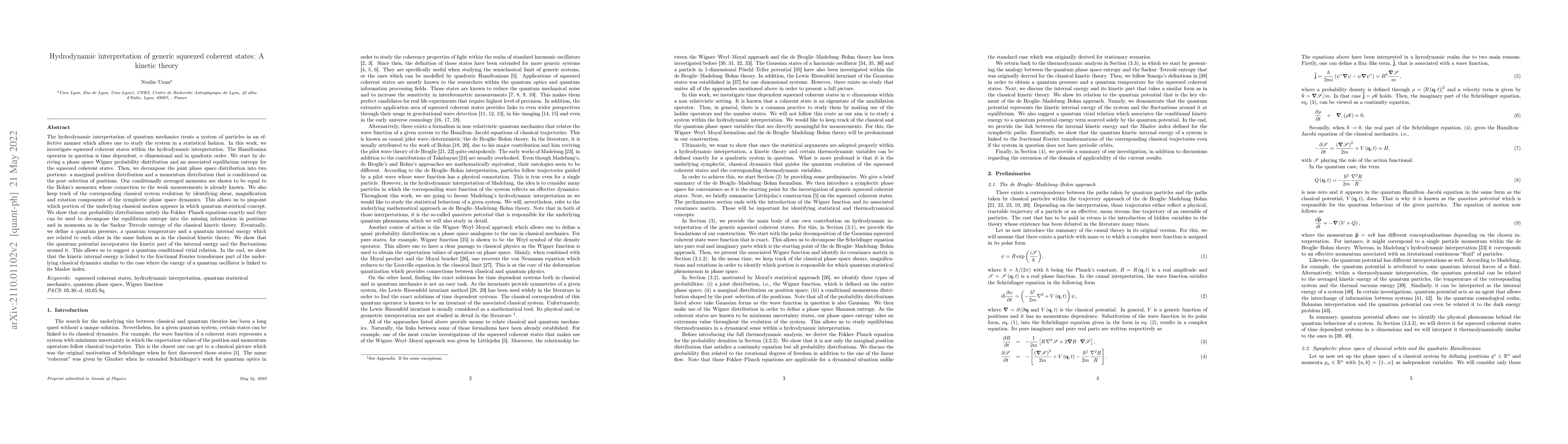 Thumbnail for Hydrodynamic interpretation of generic squeezed coherent states: A
  kinetic theory