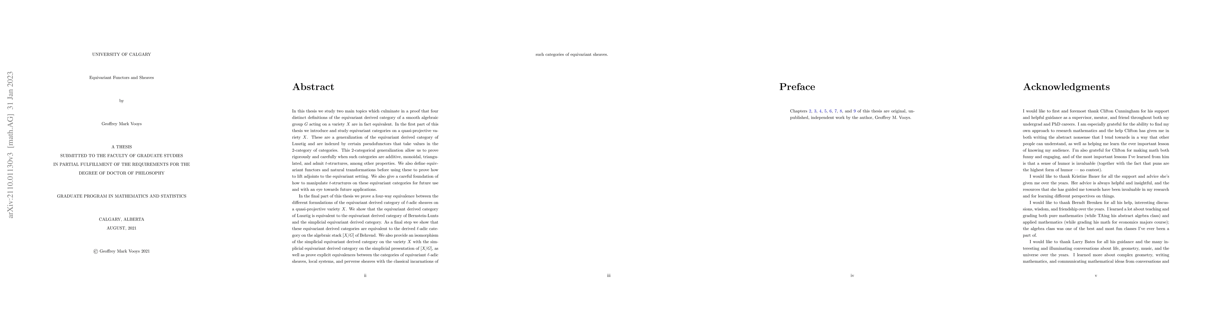 Thumbnail for Equivariant Functors and Sheaves