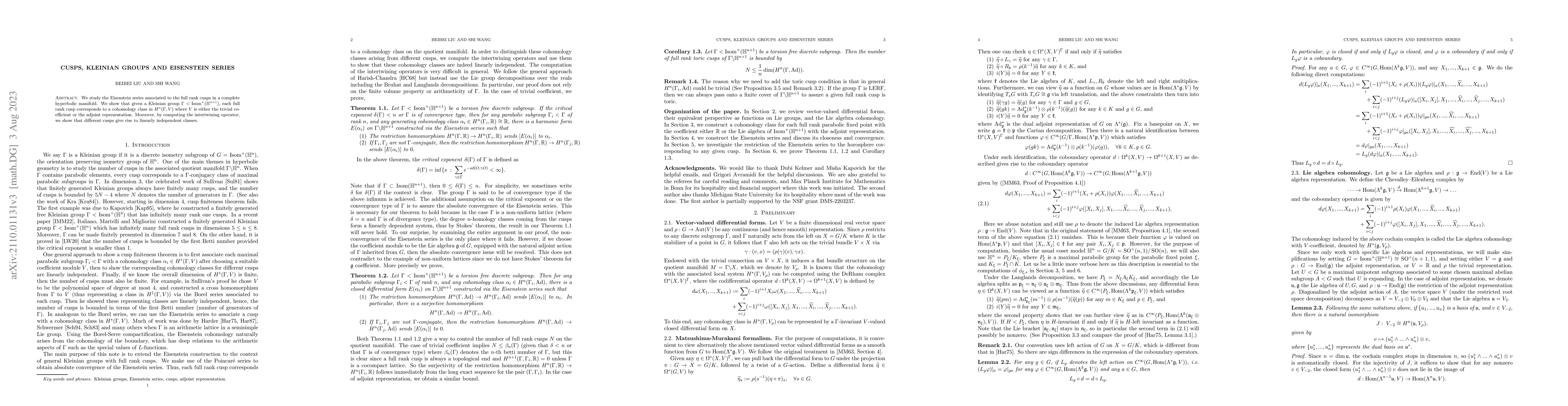 Thumbnail for Cusps, Kleinian groups and Eisenstein series