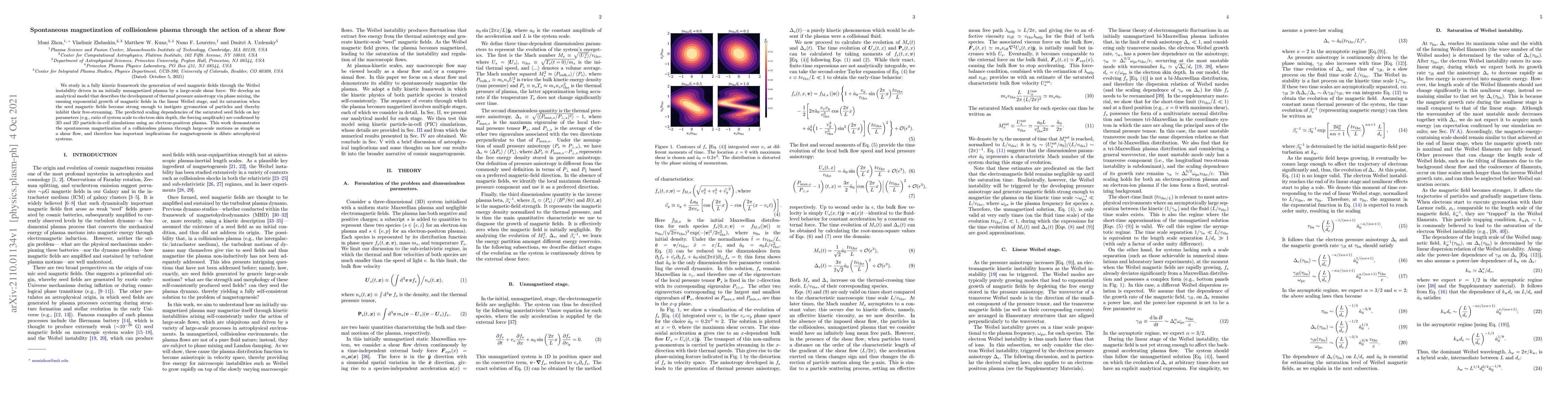 Thumbnail for Spontaneous magnetization of collisionless plasma through the action of
  a shear flow