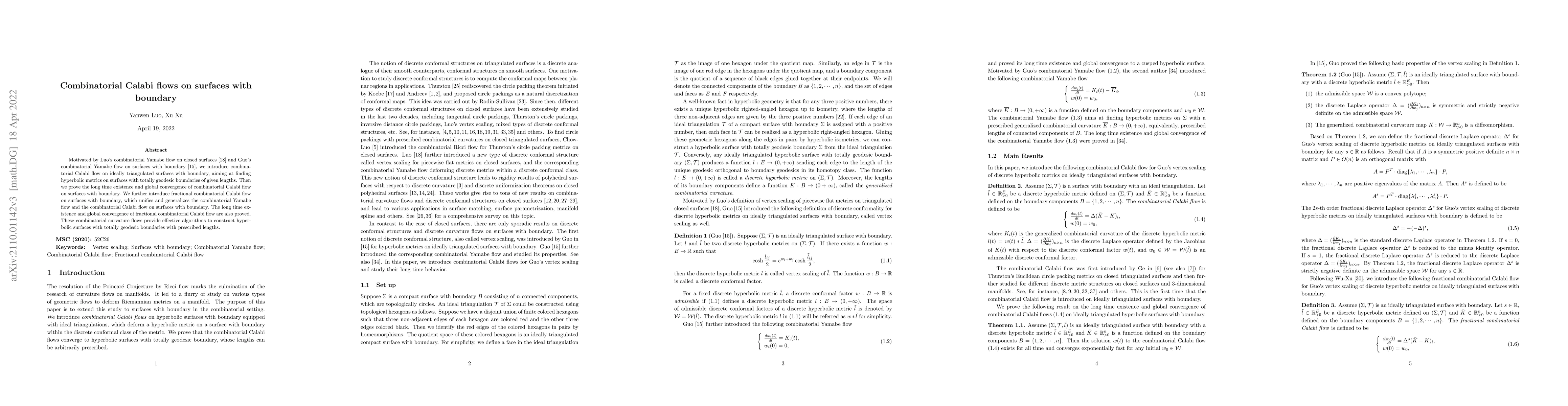 Thumbnail for Combinatorial Calabi flows on surfaces with boundary