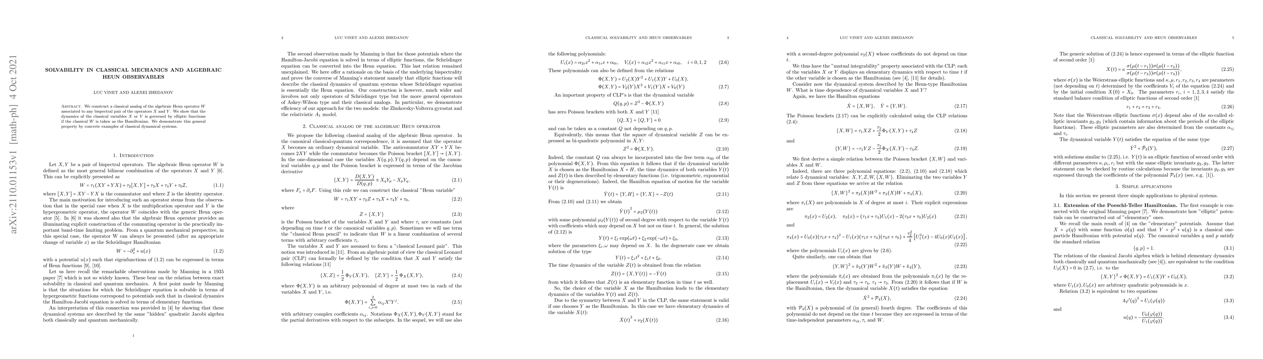 Thumbnail for Solvability in classical mechanics and algebraic Heun observables