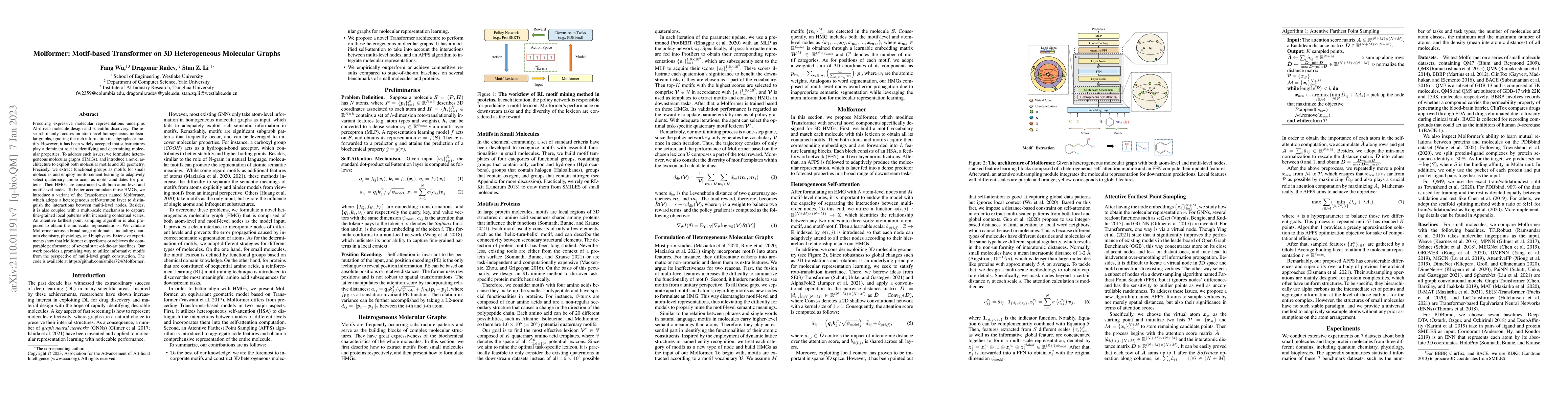 Thumbnail for Molformer: Motif-based Transformer on 3D Heterogeneous Molecular Graphs