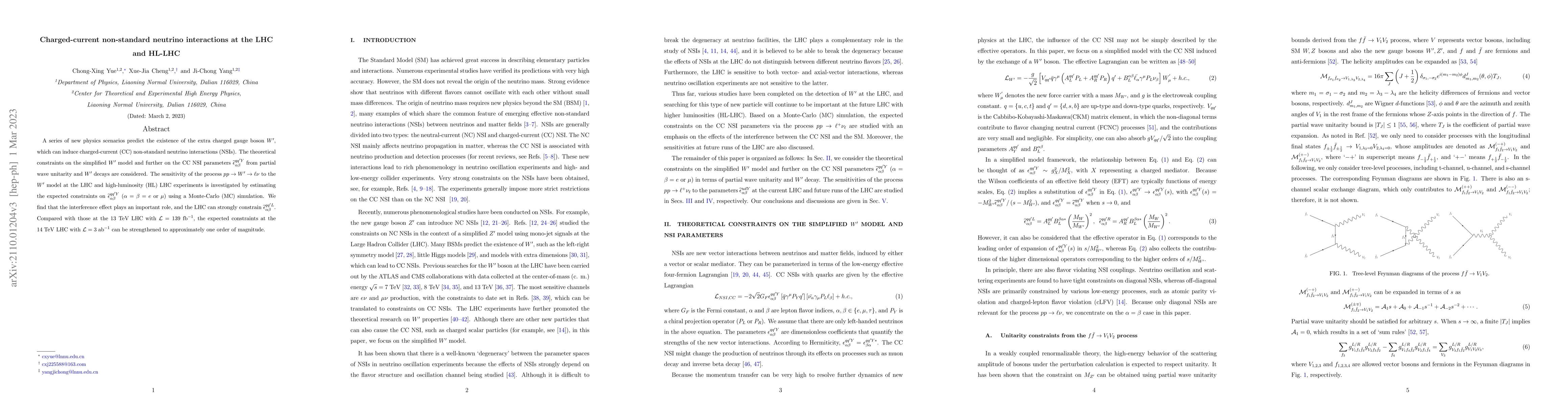 Thumbnail for Charged-current non-standard neutrino interactions at the LHC and HL-LHC