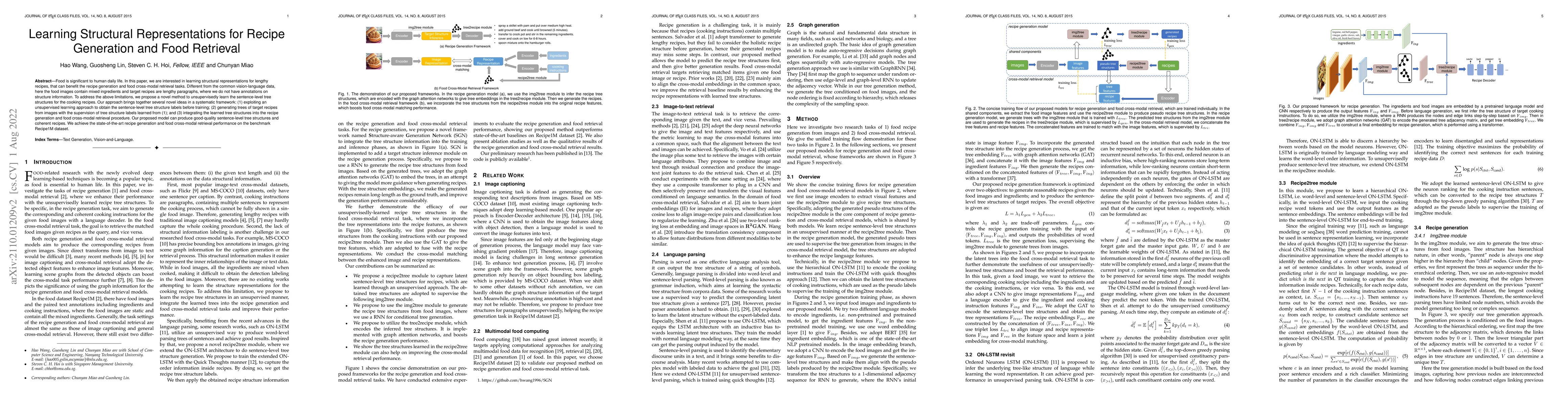 Thumbnail for Learning Structural Representations for Recipe Generation and Food
  Retrieval
