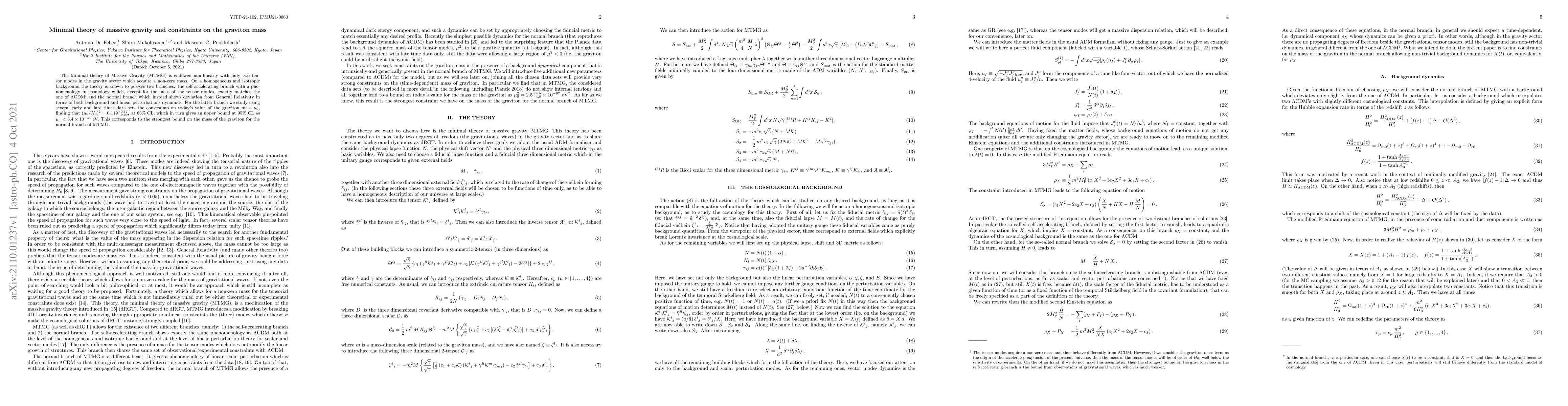 Thumbnail for Minimal theory of massive gravity and constraints on the graviton mass