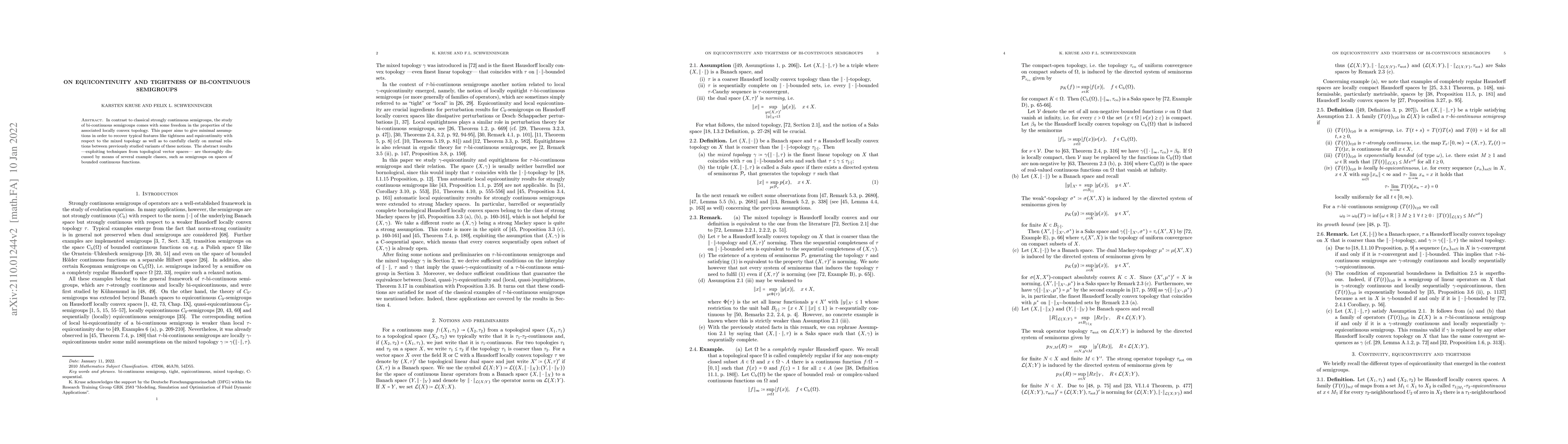 Thumbnail for On equicontinuity and tightness of bi-continuous semigroups