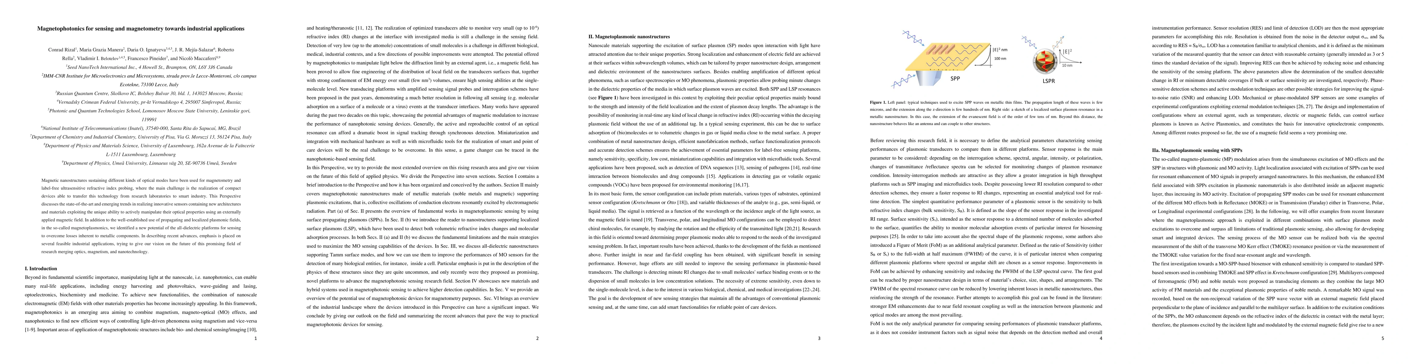 Thumbnail for Magnetophotonics for sensing and magnetometry towards industrial
  applications