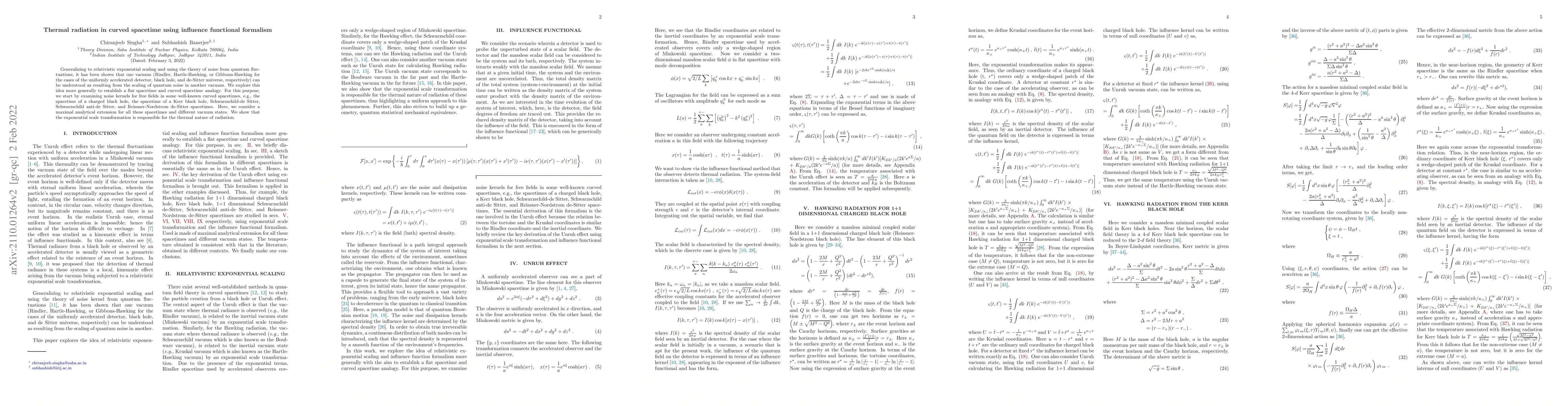 Thumbnail for Thermal radiation in curved spacetime using influence functional
  formalism
