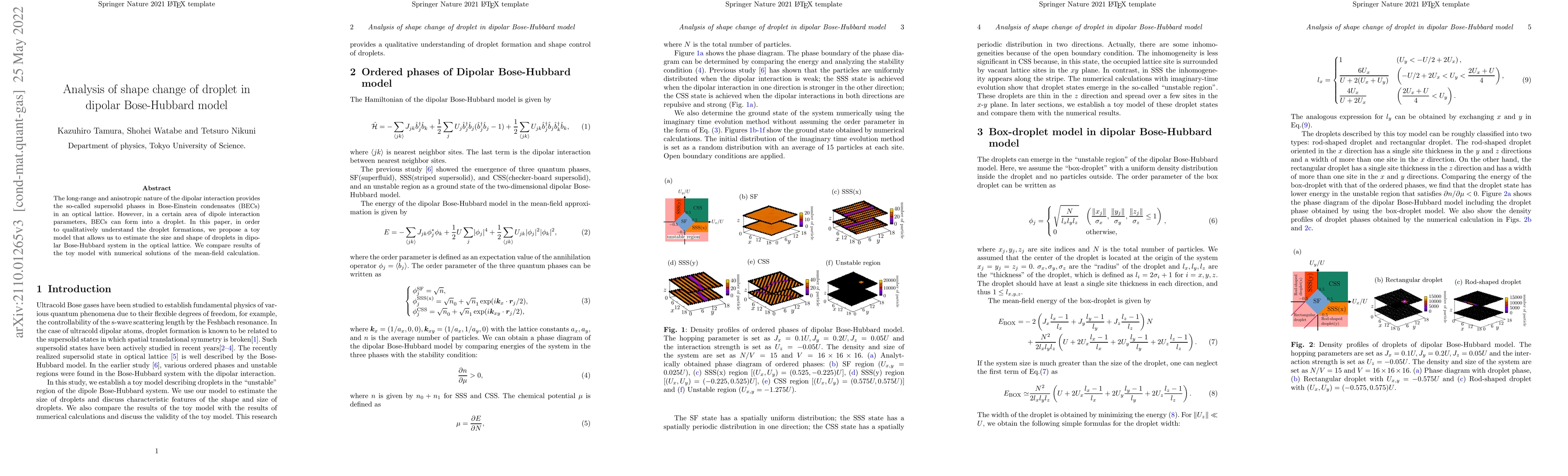 Thumbnail for Analysis of shape change of droplet in dipolar Bose-Hubbard model
