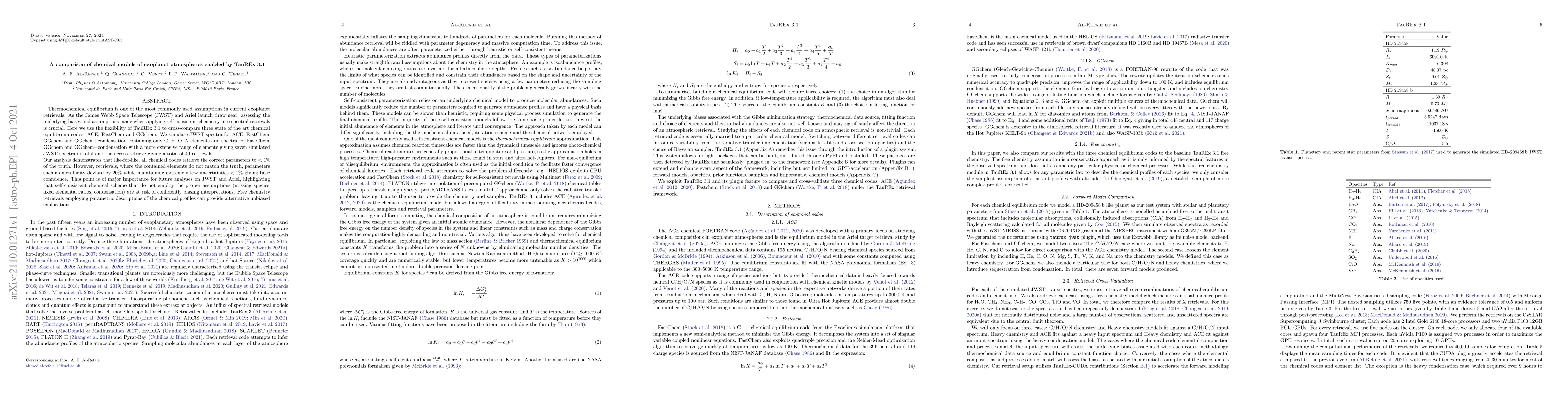 Thumbnail for A comparison of chemical models of exoplanet atmospheres enabled by
  TauREx 3.1