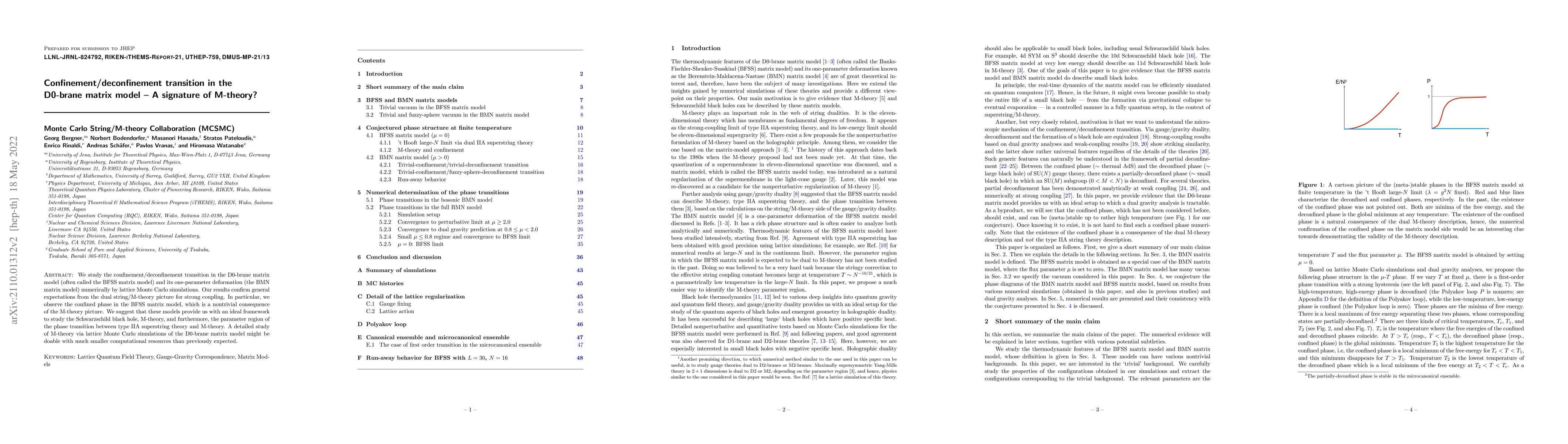 Thumbnail for Confinement/deconfinement transition in the D0-brane matrix model -- A
  signature of M-theory?