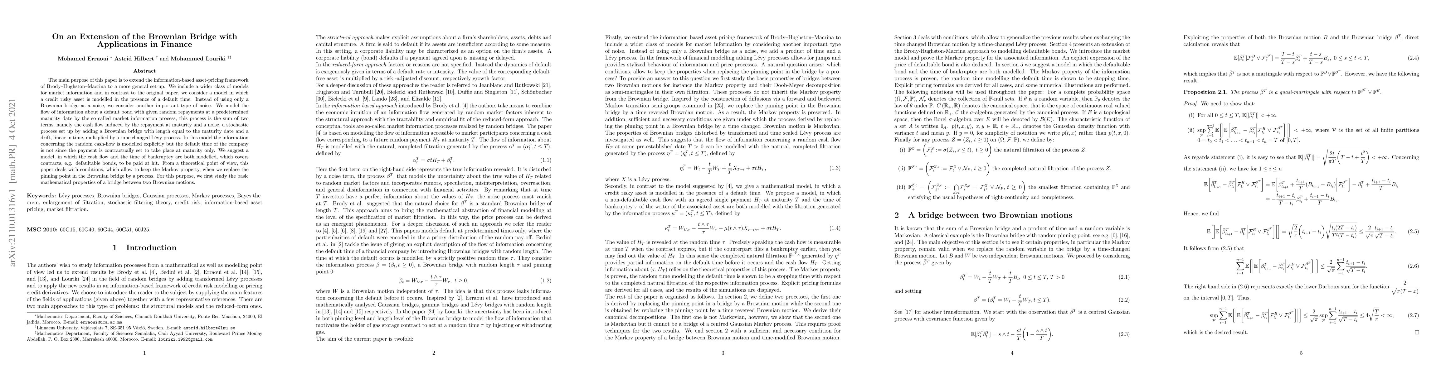 Thumbnail for On an Extension of the Brownian Bridge with Applications in Finance