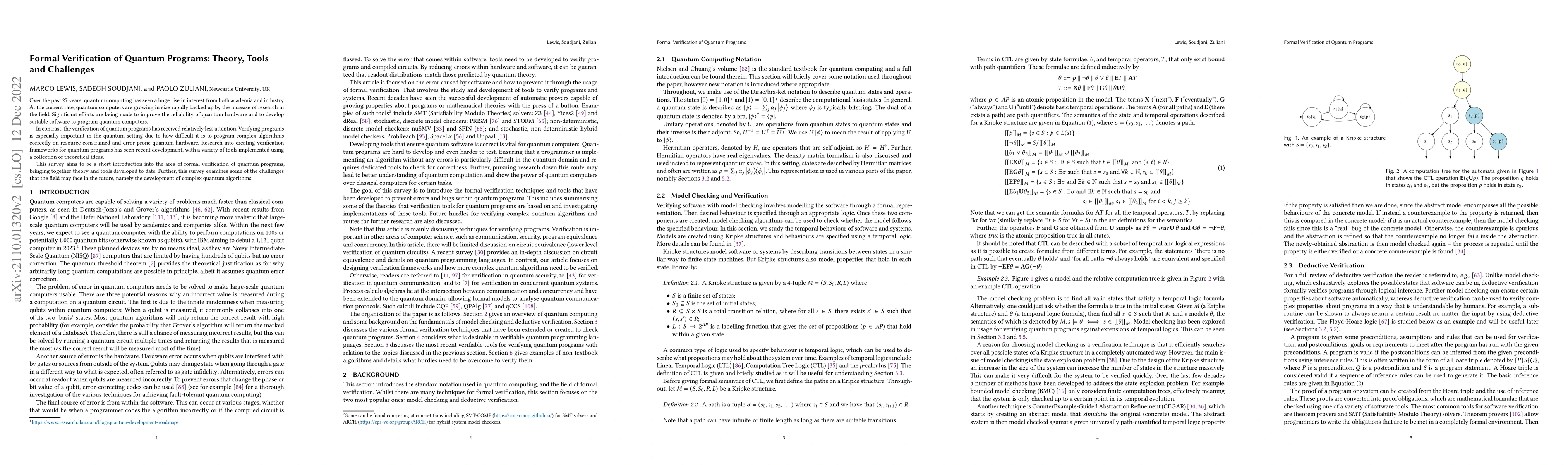Thumbnail for Formal Verification of Quantum Programs: Theory, Tools and Challenges