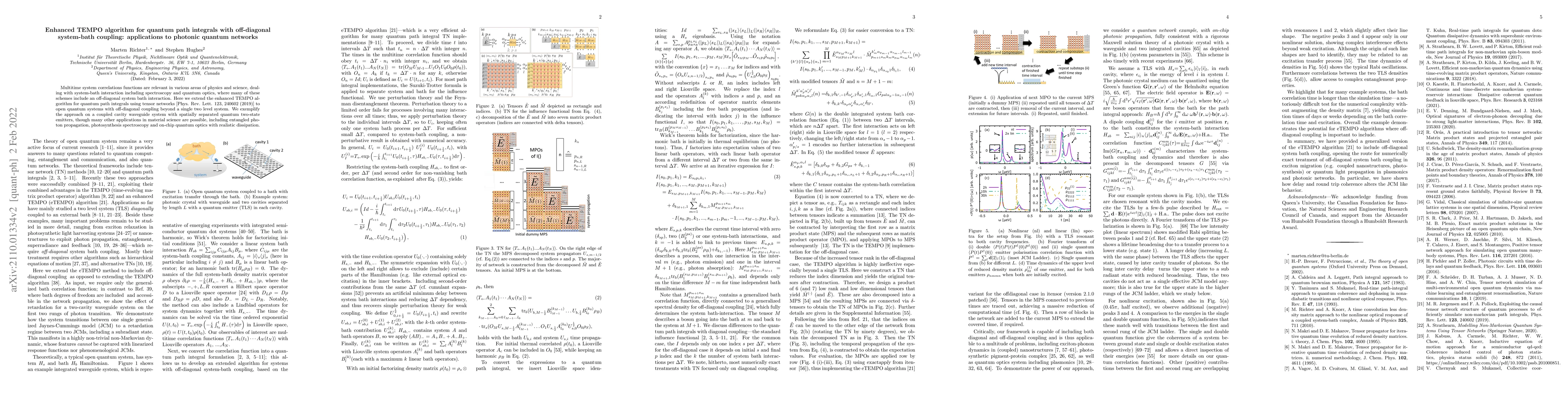Thumbnail for Enhanced TEMPO algorithm for quantum path integrals with off-diagonal
  system-bath coupling: applications to photonic quantum networks