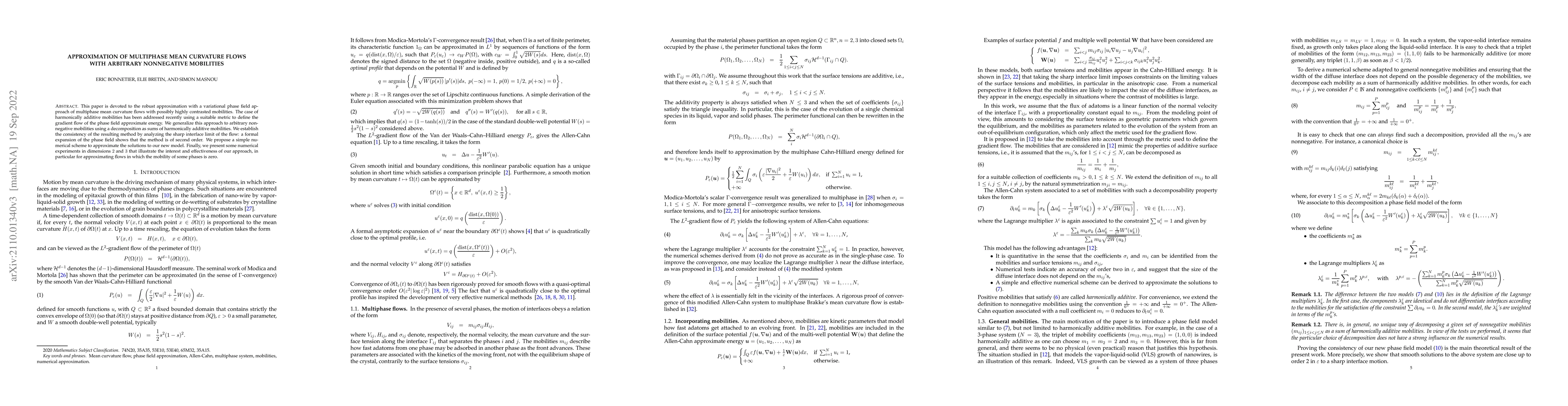 Thumbnail for Approximation of multiphase mean curvature flows with arbitrary
  nonnegative mobilities