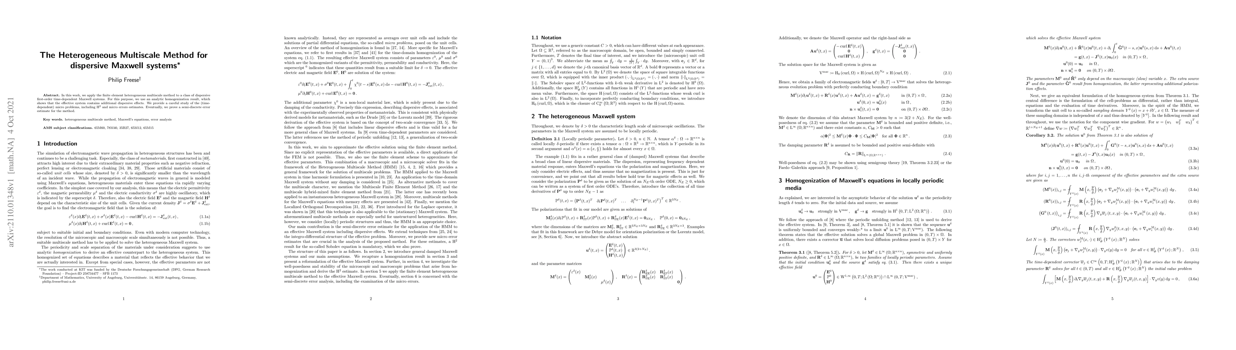 Thumbnail for The Heterogeneous Multiscale Method for dispersive Maxwell systems