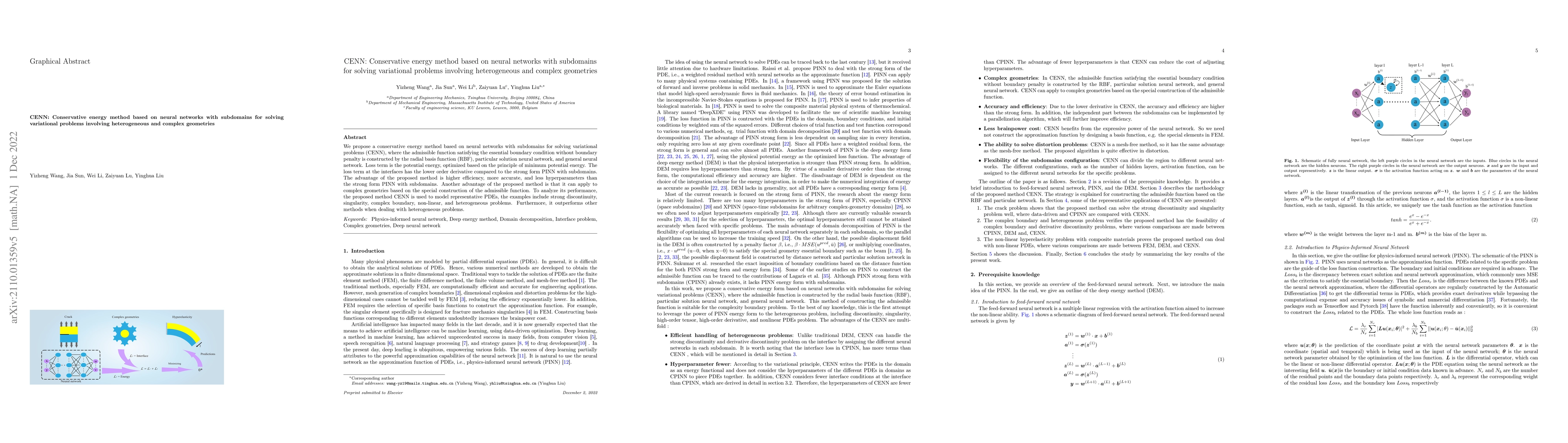 Thumbnail for CENN: Conservative energy method based on neural networks with
  subdomains for solving variational problems involving heterogeneous and
  complex geometries