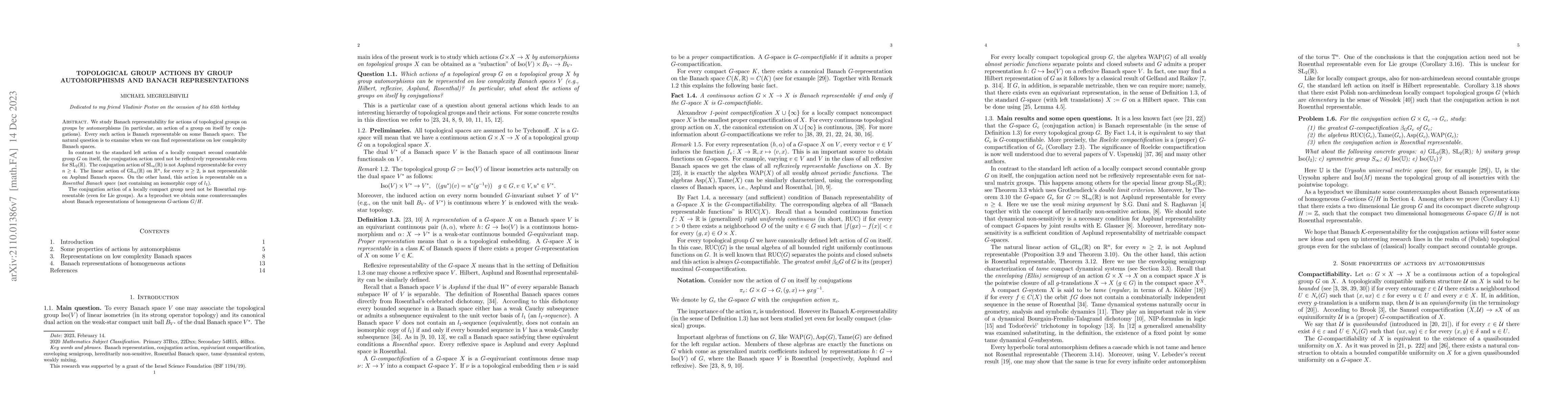 Thumbnail for Topological group actions by group automorphisms and Banach
  representations