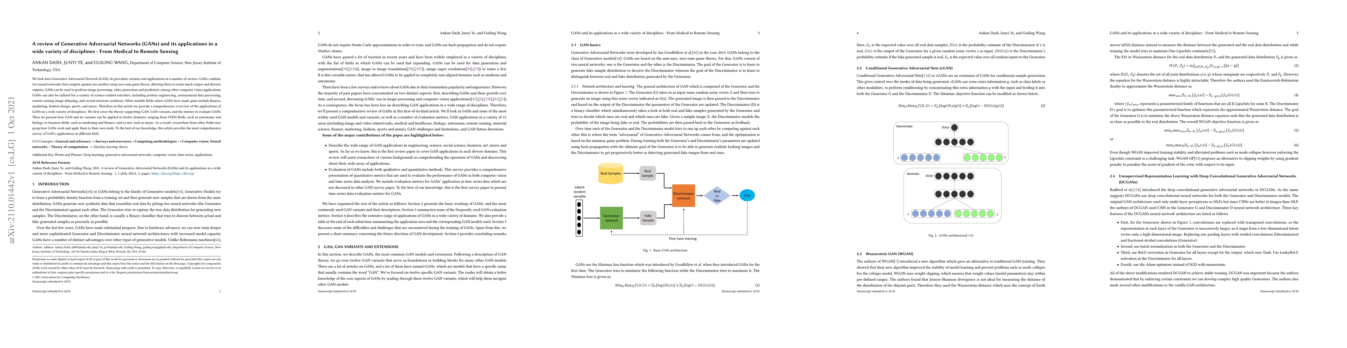 Thumbnail for A review of Generative Adversarial Networks (GANs) and its applications
  in a wide variety of disciplines -- From Medical to Remote Sensing