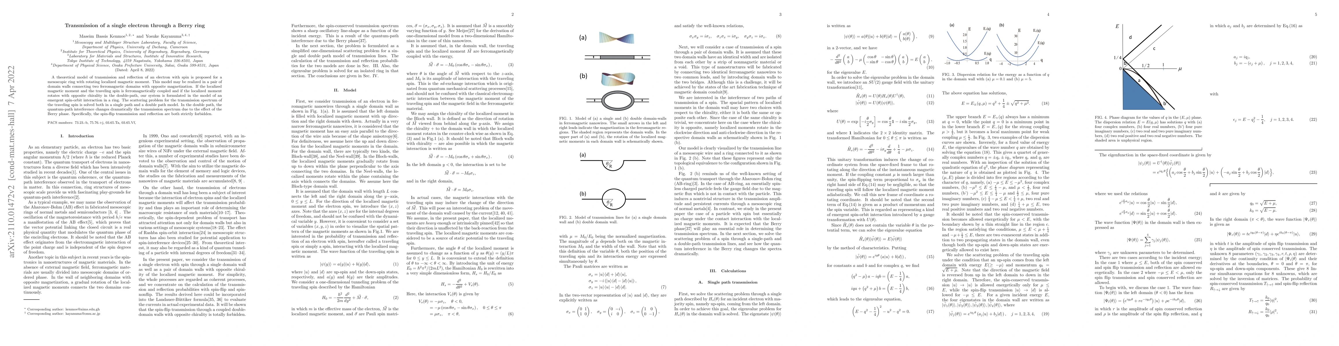 Thumbnail for Transmission of a single electron through a Berry's ring