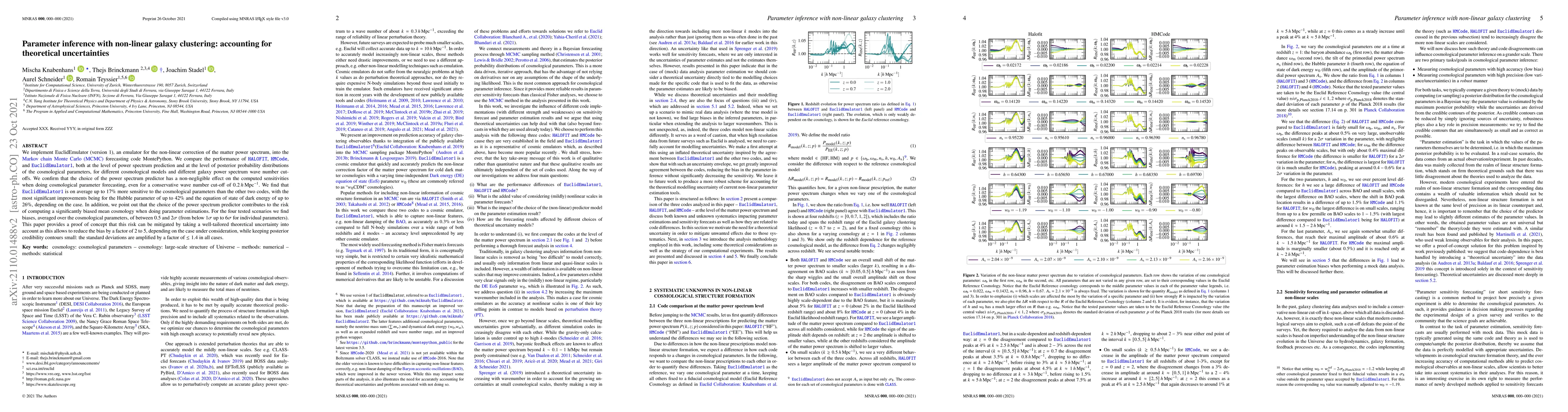 Thumbnail for Parameter inference with non-linear galaxy clustering: accounting for
  theoretical uncertainties