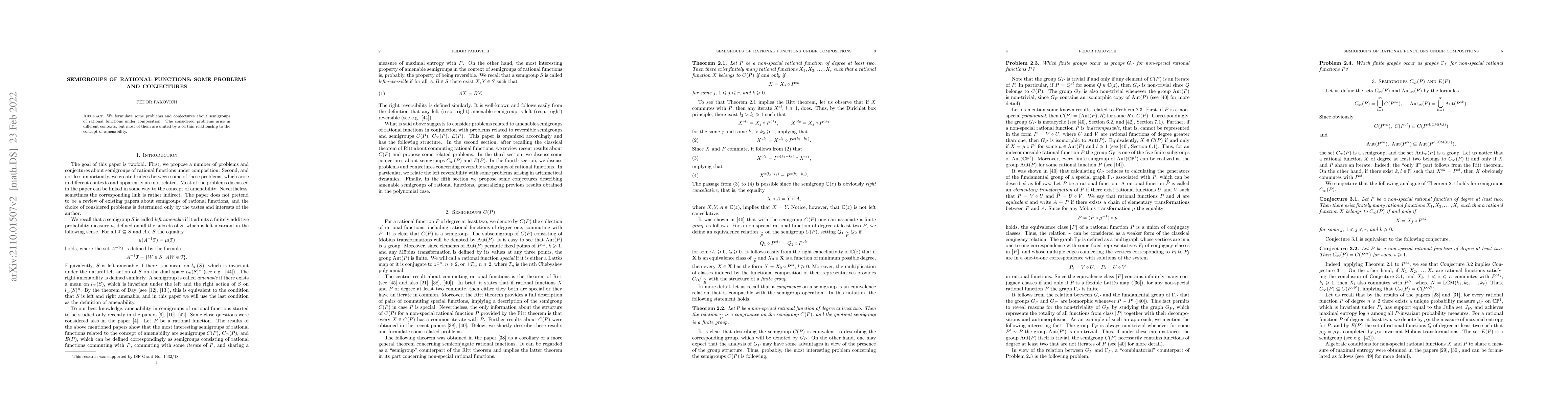 Thumbnail for Semigroups of rational functions: some problems and conjectures
