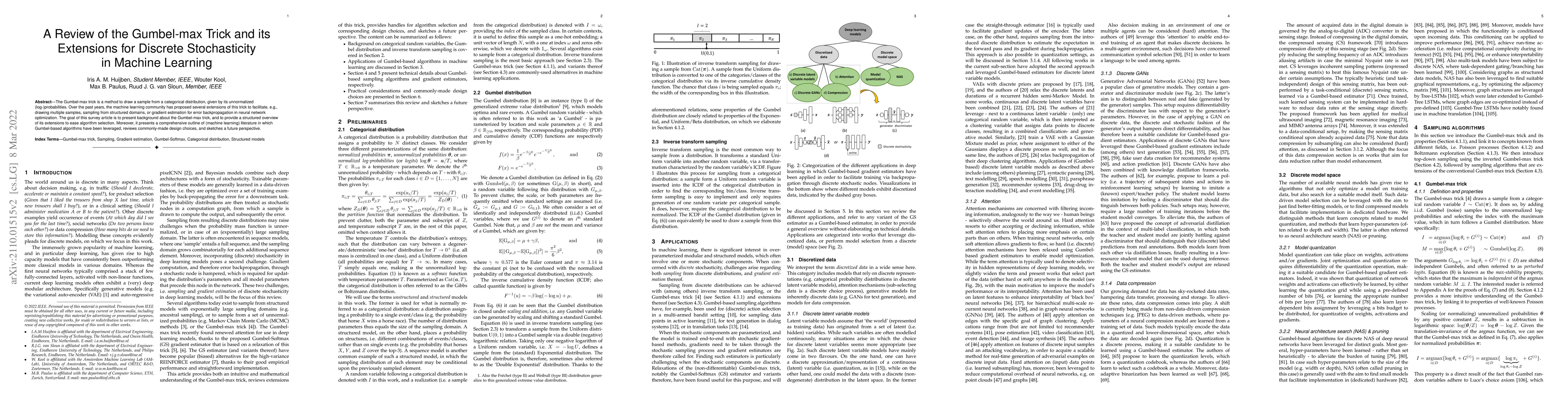 Thumbnail for A Review of the Gumbel-max Trick and its Extensions for Discrete
  Stochasticity in Machine Learning
