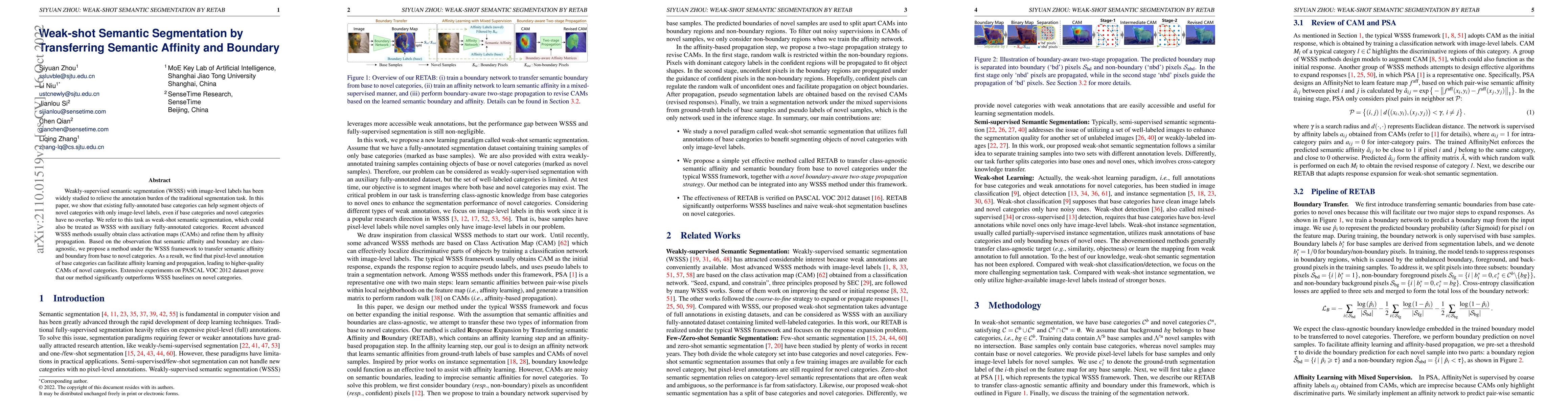 Thumbnail for Weak-shot Semantic Segmentation by Transferring Semantic Affinity and
  Boundary