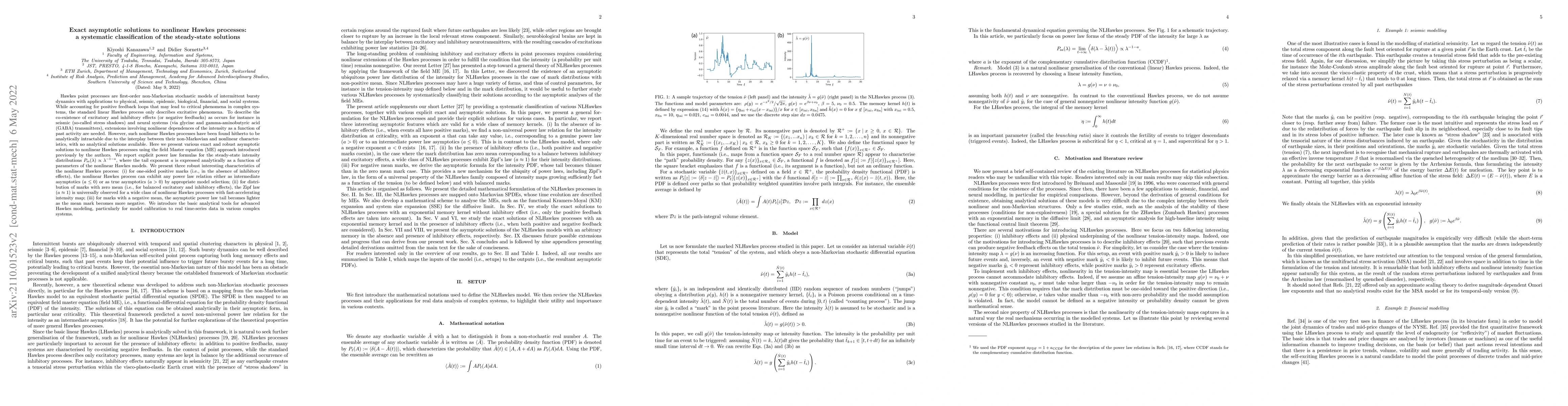 Thumbnail for Exact asymptotic solutions to nonlinear Hawkes processes: a systematic
  classification of the steady-state solutions