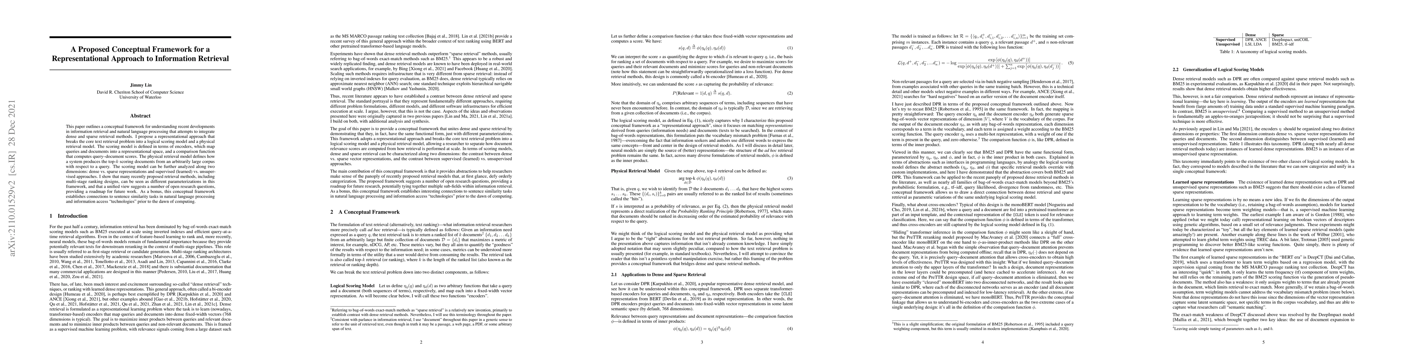 Thumbnail for A Proposed Conceptual Framework for a Representational Approach to
  Information Retrieval