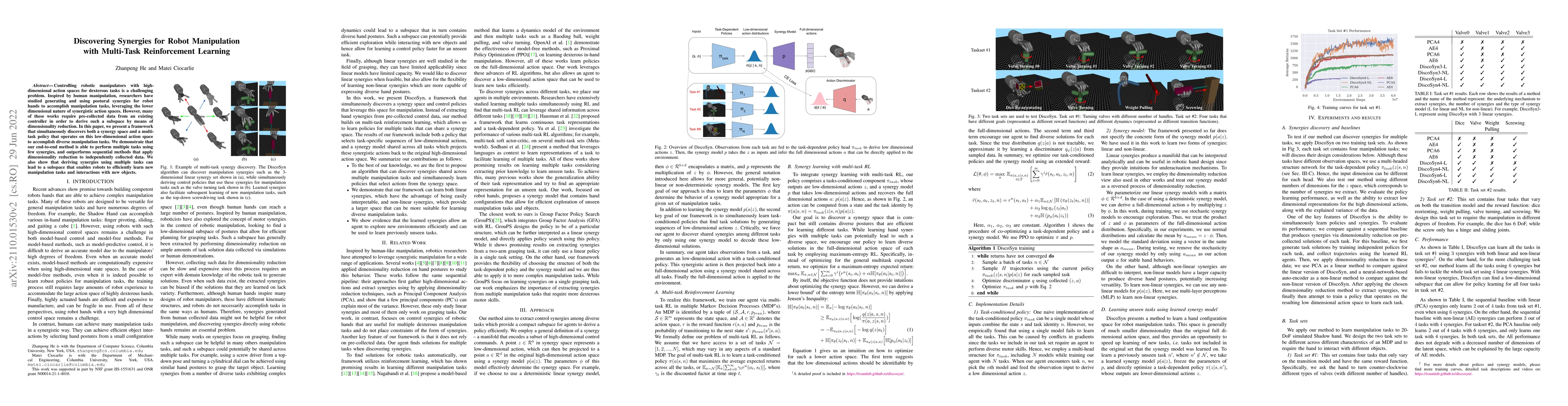 Thumbnail for Discovering Synergies for Robot Manipulation with Multi-Task
  Reinforcement Learning