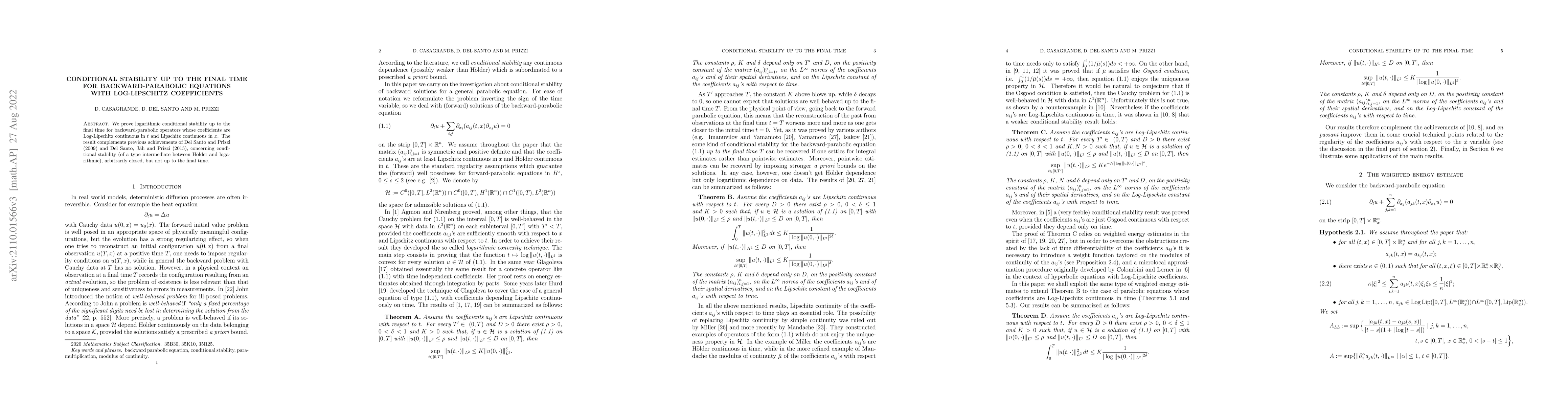Thumbnail for Conditional stability up to the final time for backward-parabolic
  equations with Log-Lipschitz coefficients