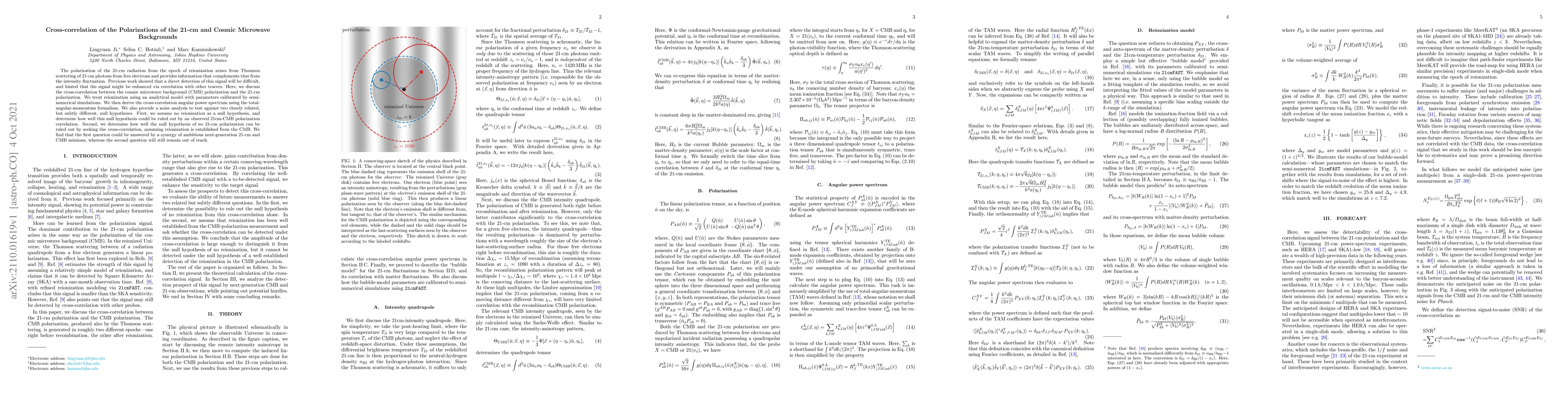 Thumbnail for Cross-correlation of the Polarizations of the 21-cm and Cosmic Microwave
  Backgrounds
