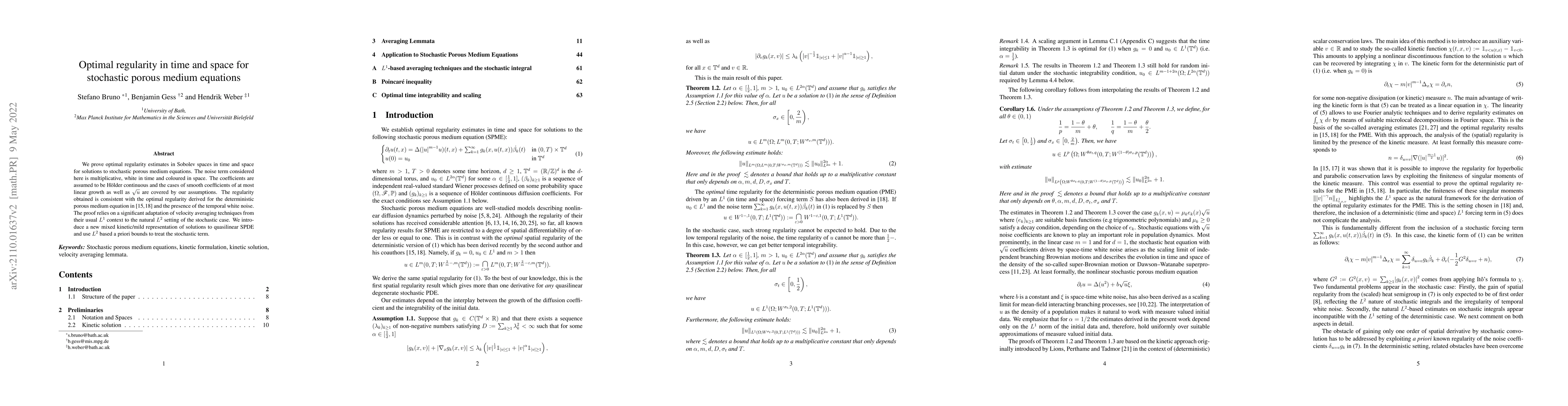 Thumbnail for Optimal regularity in time and space for stochastic porous medium
  equations