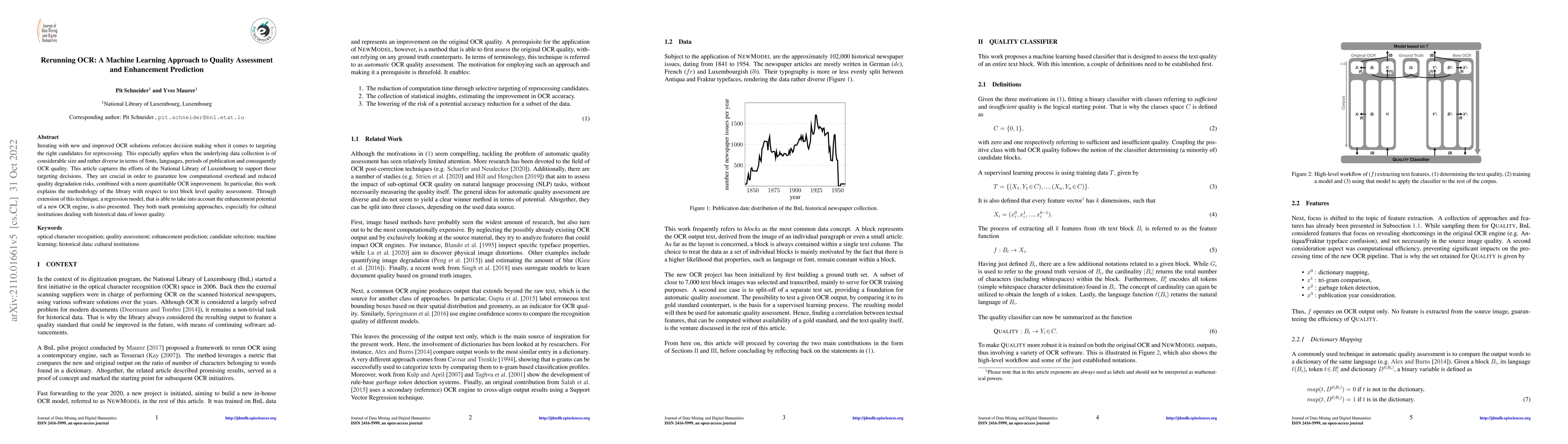 Thumbnail for Rerunning OCR: A Machine Learning Approach to Quality Assessment and
  Enhancement Prediction