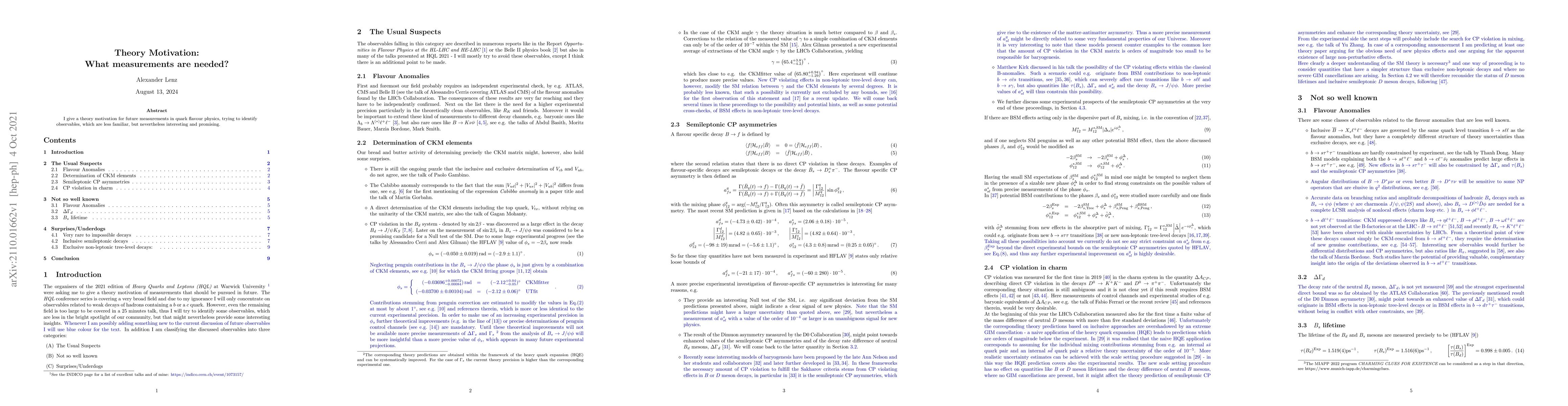 Thumbnail for Theory Motivation: What measurements are needed?