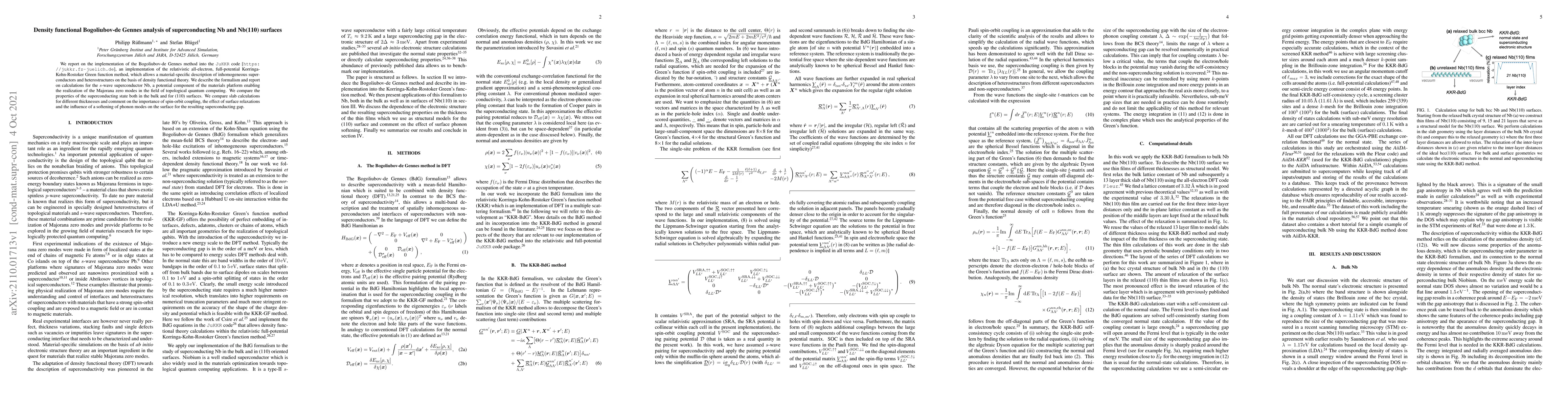 Thumbnail for Density functional Bogoliubov-de Gennes analysis of superconducting Nb
  and Nb(110) surfaces