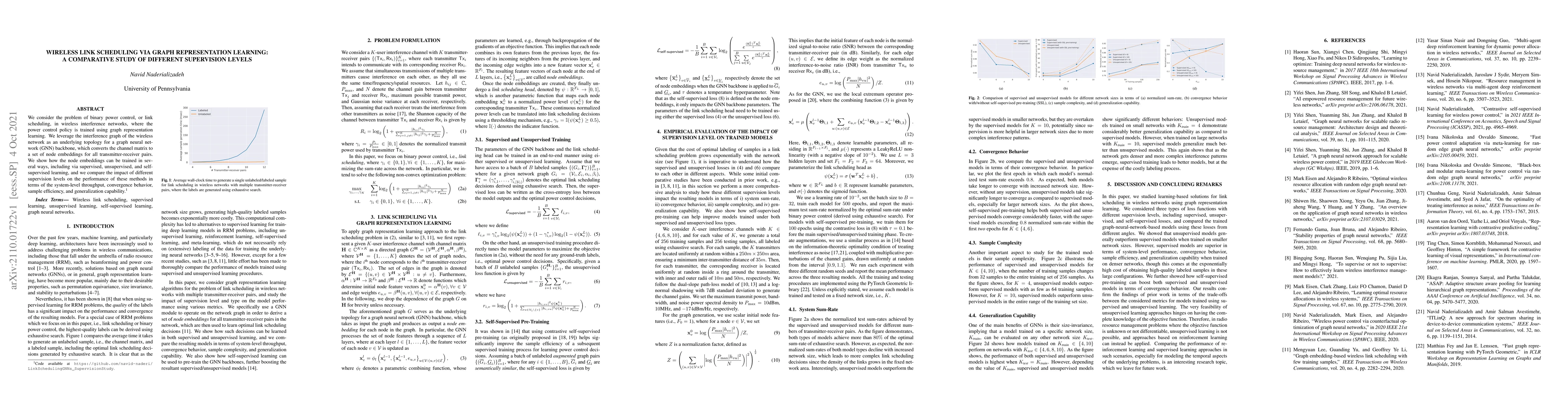 Thumbnail for Wireless Link Scheduling via Graph Representation Learning: A
  Comparative Study of Different Supervision Levels