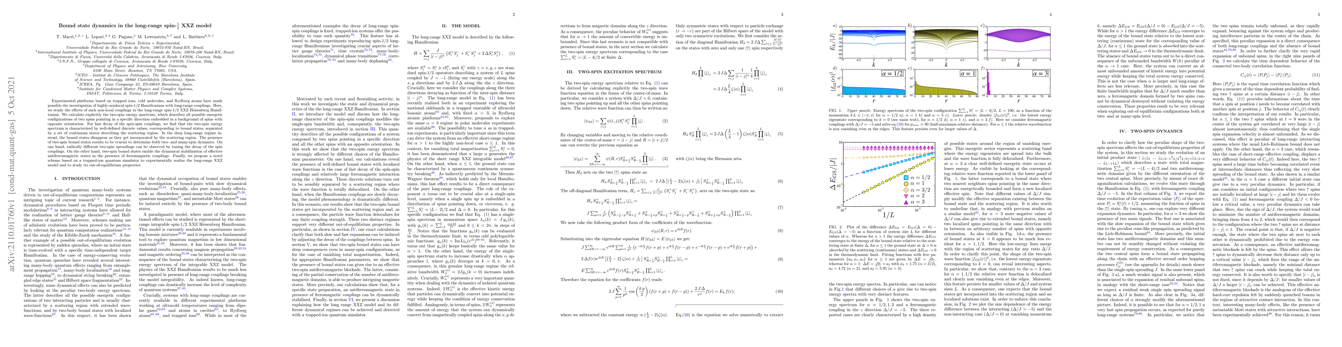 Thumbnail for Bound state dynamics in the long-range spin-$\frac{1}{2}$ XXZ model