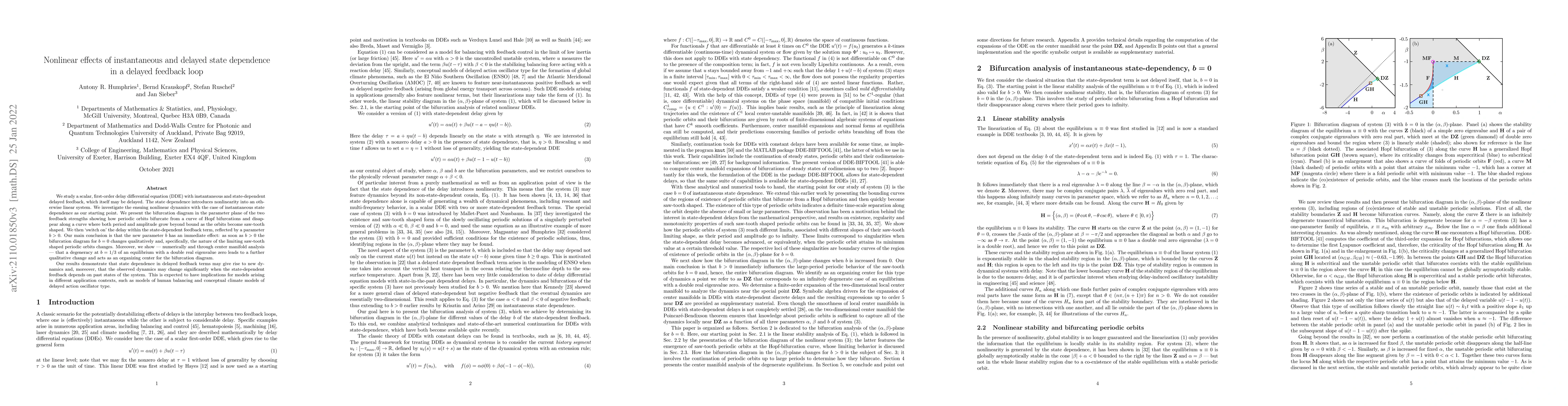 Thumbnail for Nonlinear effects of instantaneous and delayed state dependence in a
  delayed feedback loop