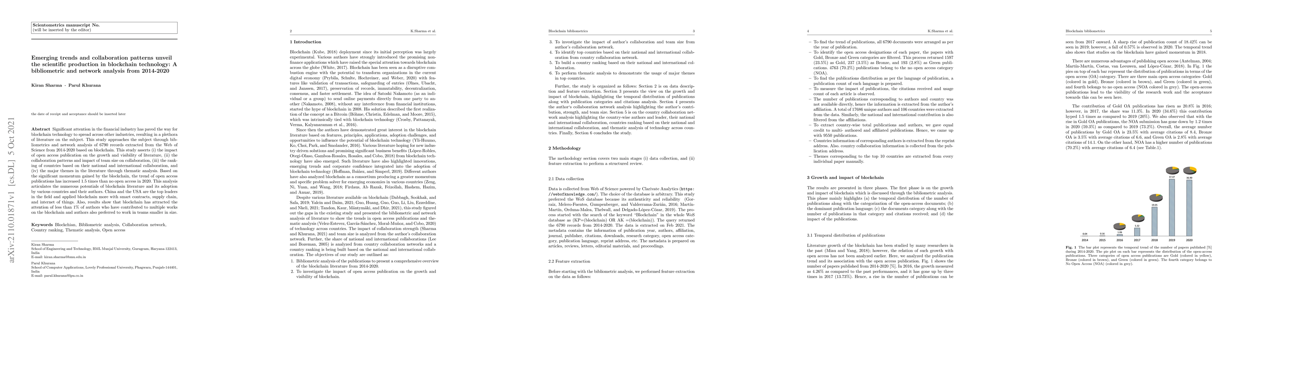 Thumbnail for Emerging trends and collaboration patterns unveil the scientific
  production in blockchain technology: A bibliometric and network analysis from
  2014-2020