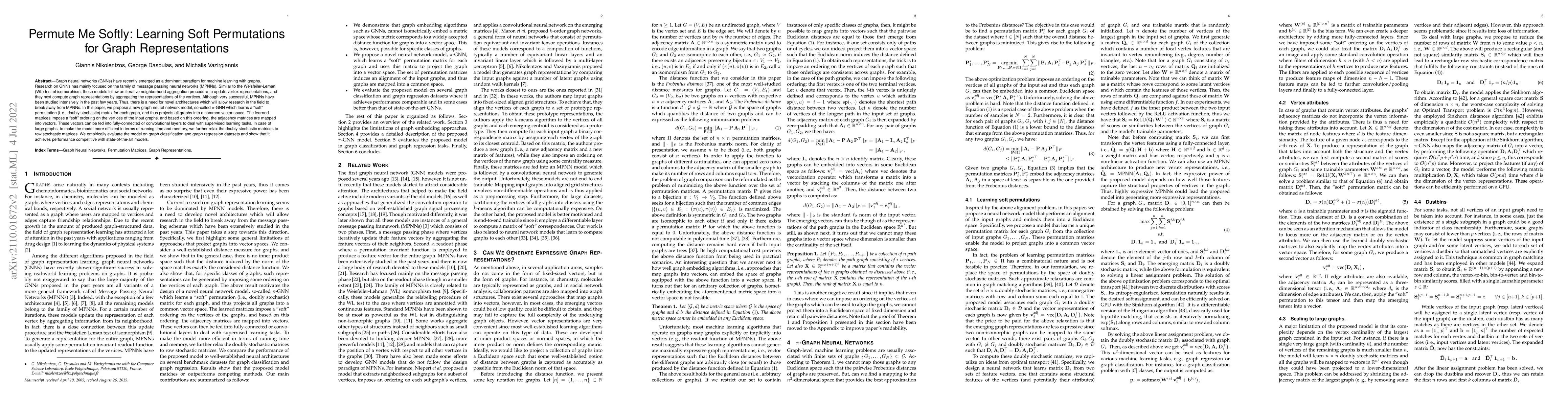 Thumbnail for Permute Me Softly: Learning Soft Permutations for Graph Representations