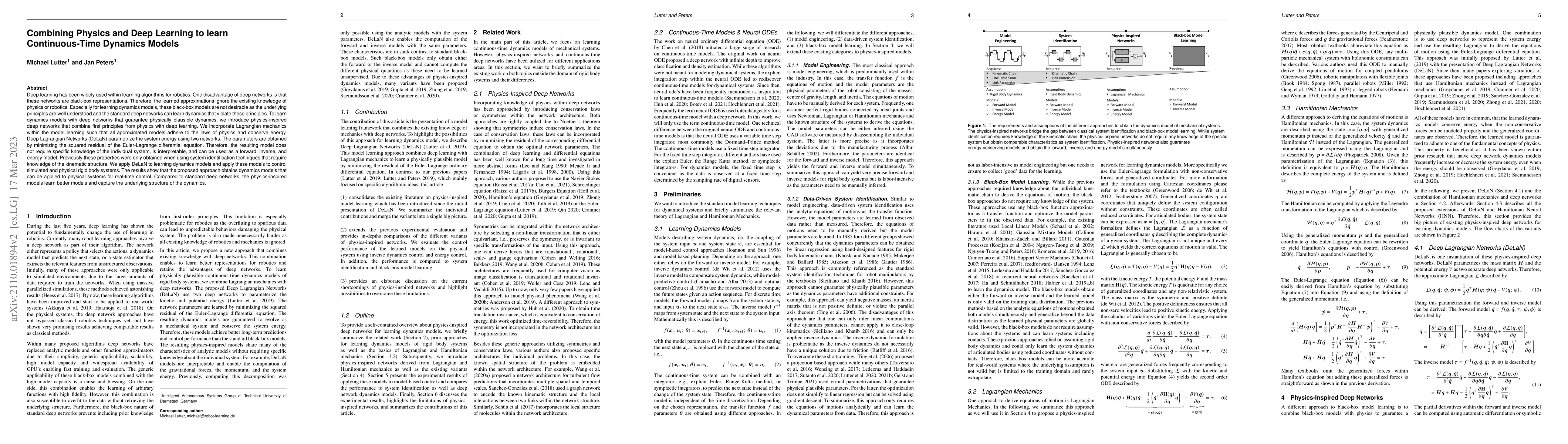 Thumbnail for Combining Physics and Deep Learning to learn Continuous-Time Dynamics
  Models