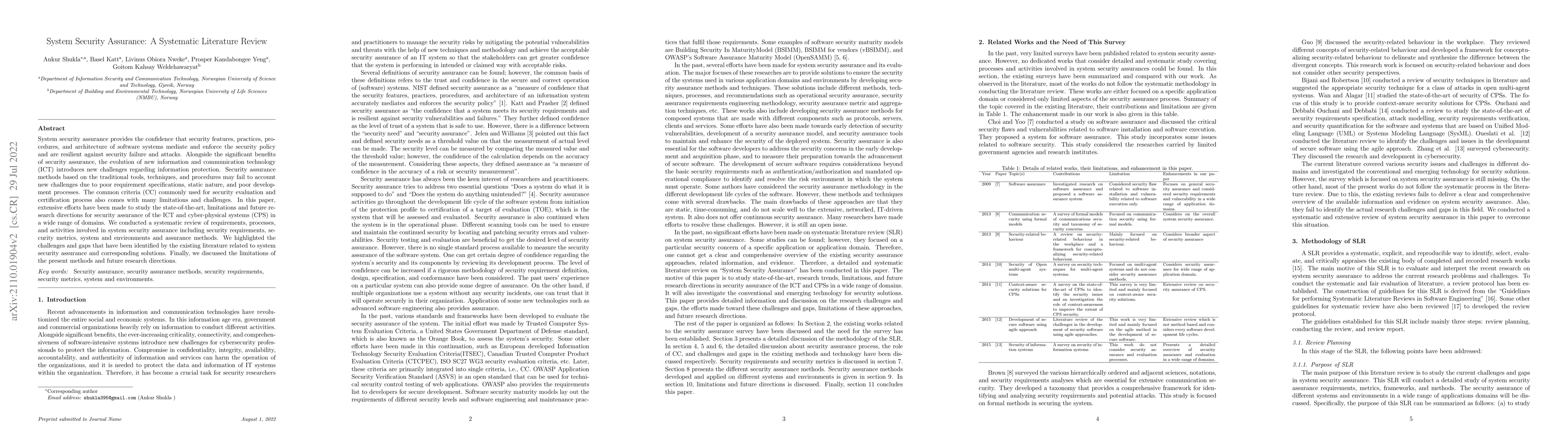 Thumbnail for System Security Assurance: A Systematic Literature Review